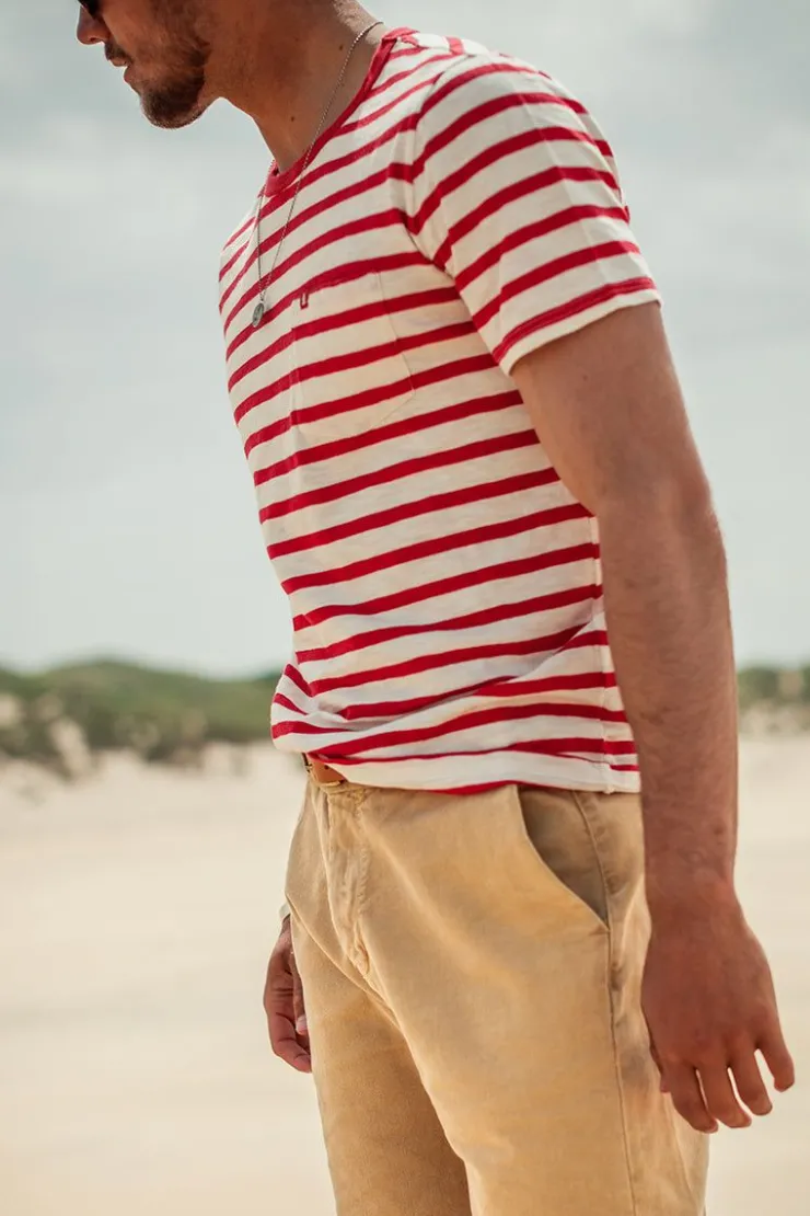 &SONS Breton Striped T Shirt Red>Men Tops