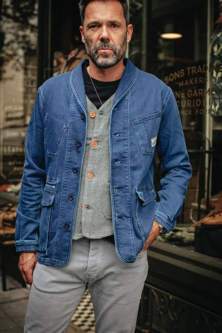 &SONS Crafter Indigo Wash Chore Jacket>Men Jackets & Coats