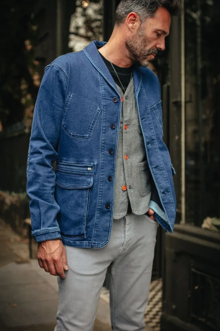 &SONS Crafter Indigo Wash Chore Jacket>Men Jackets & Coats