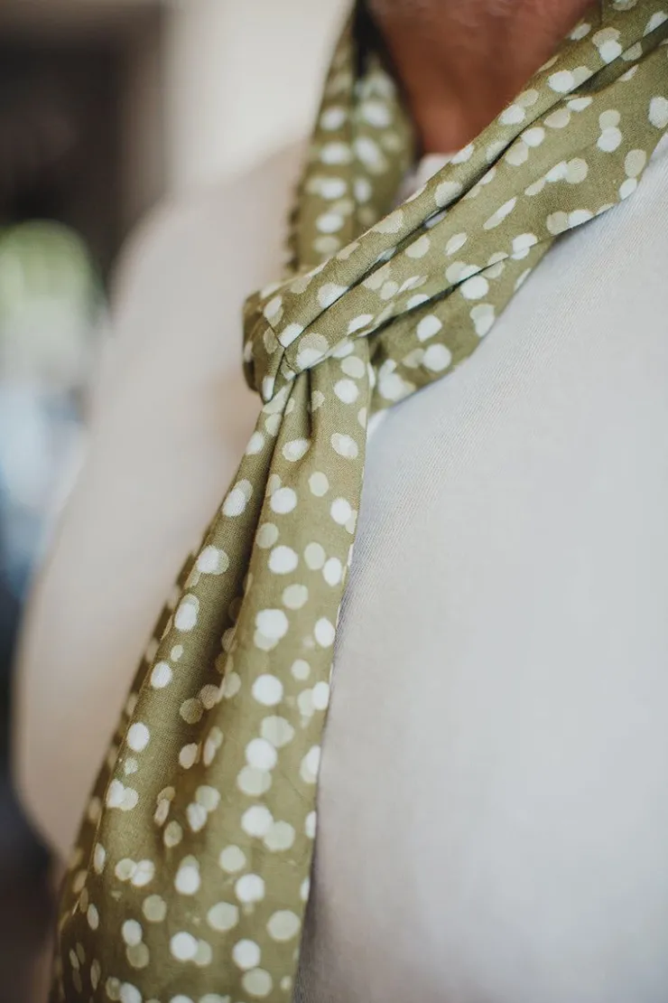 &SONS Green Dot Organic Japanese Scarf>Men Scarves