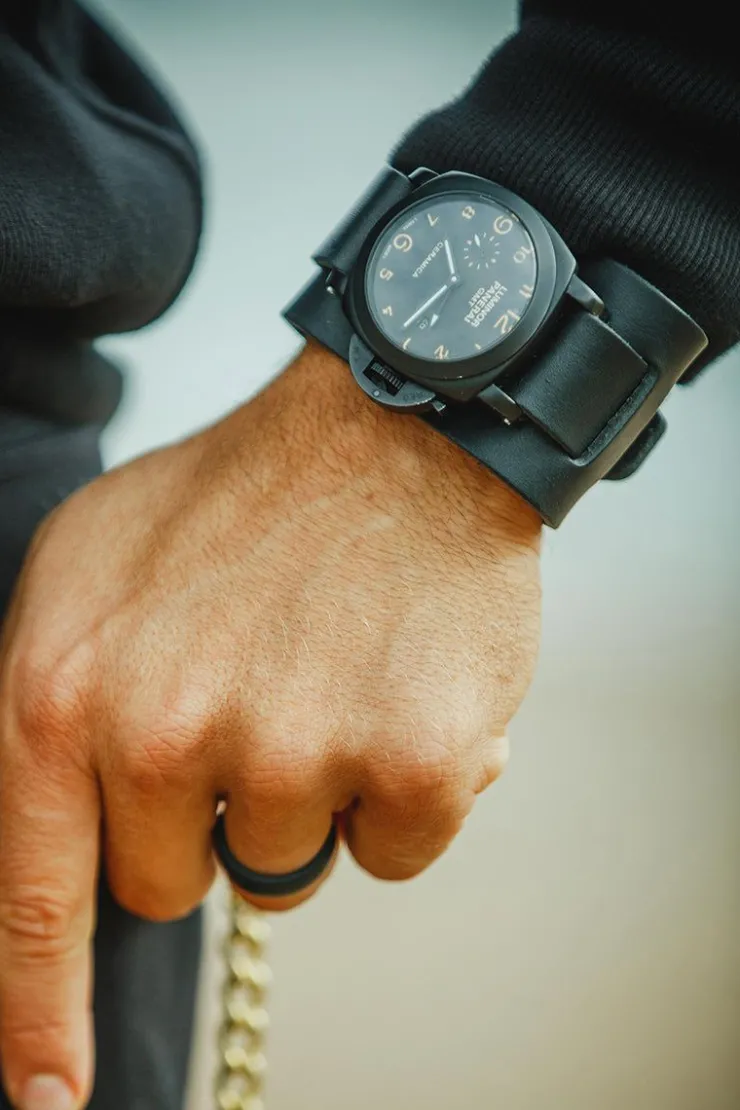 &SONS Leather Watch / Wrist Cuff Black>Men Leather Goods