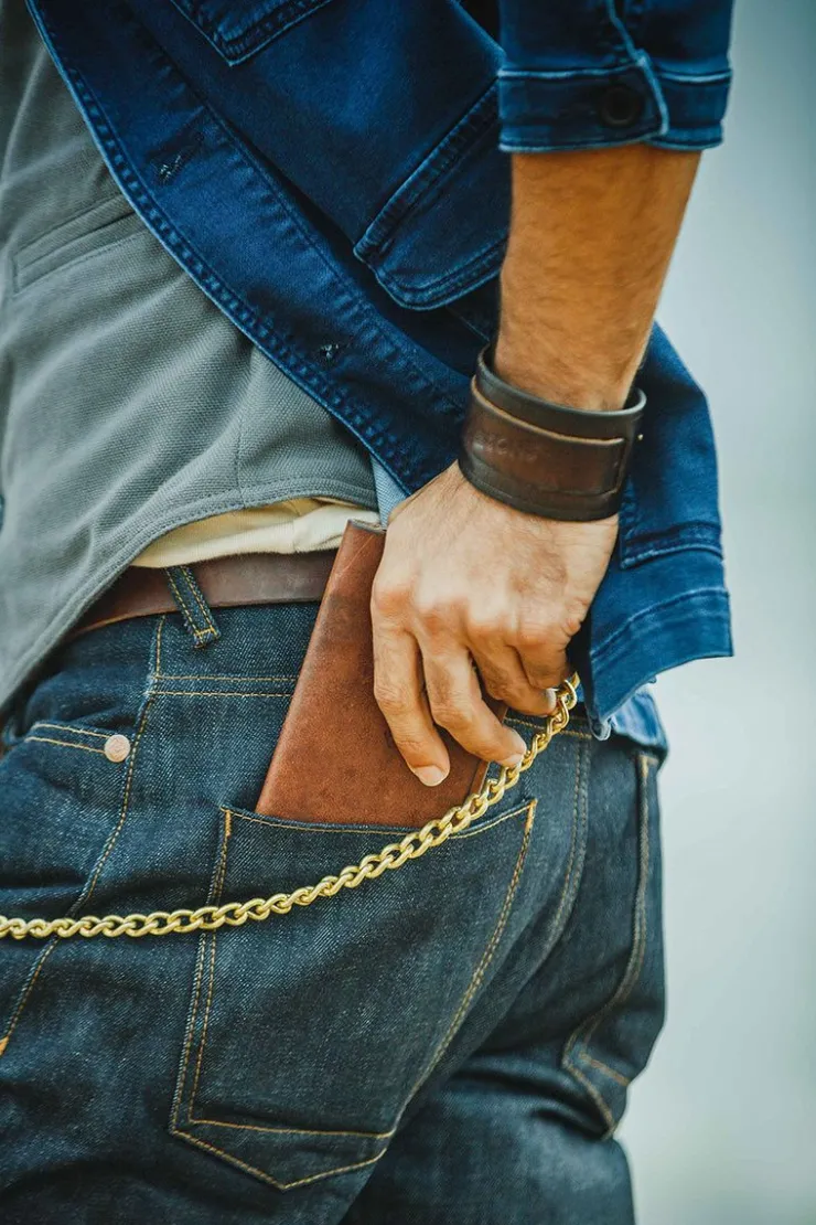 &SONS Leather Watch / Wrist Cuff Brown>Men Leather Goods