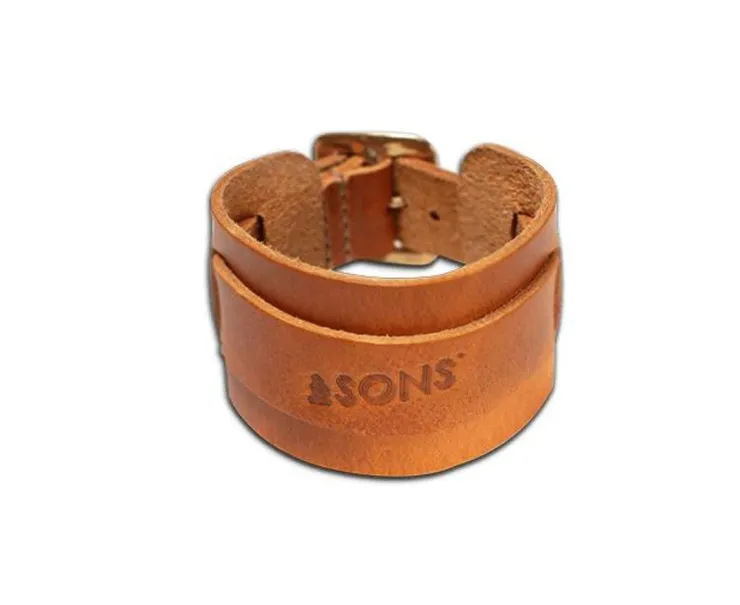 &SONS Leather Watch / Wrist Cuff Tan>Men Leather Goods