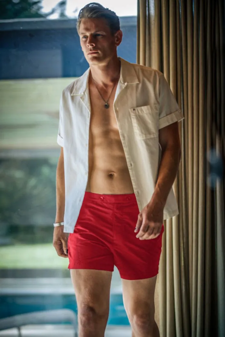 &SONS Newman Swim Shorts Vintage Red>Men Bottoms & Shorts