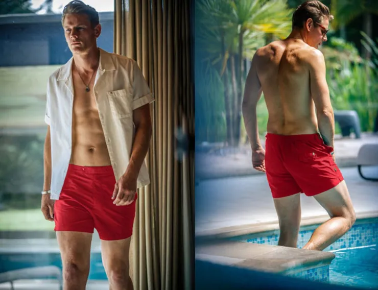 &SONS Newman Swim Shorts Vintage Red>Men Bottoms & Shorts