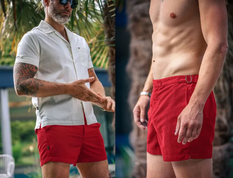 &SONS Newman Swim Shorts Vintage Red>Men Bottoms & Shorts