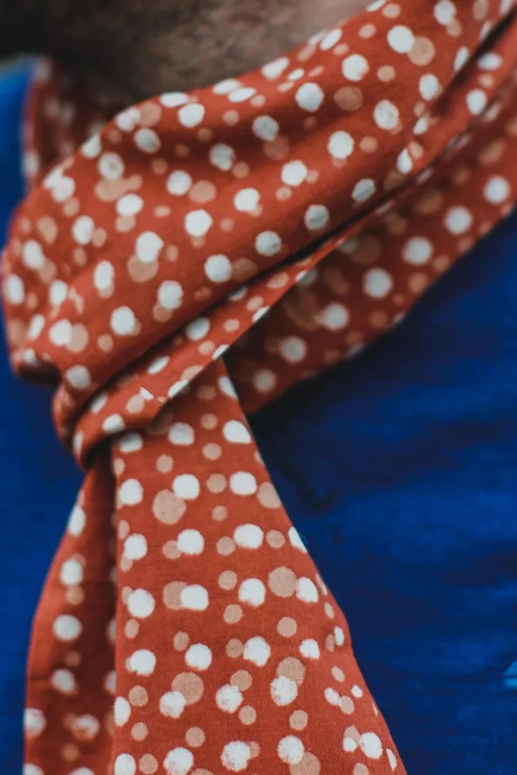 &SONS Rust Dot Japanese Scarf>Men Scarves