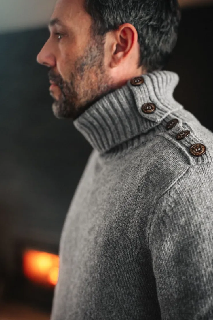 &SONS Ahab Submariner Rollneck Jumper Grey>Men Jackets & Coats