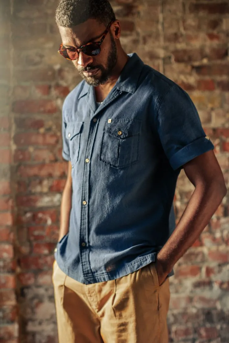 &SONS Coast Shirt Navy>Men Tops