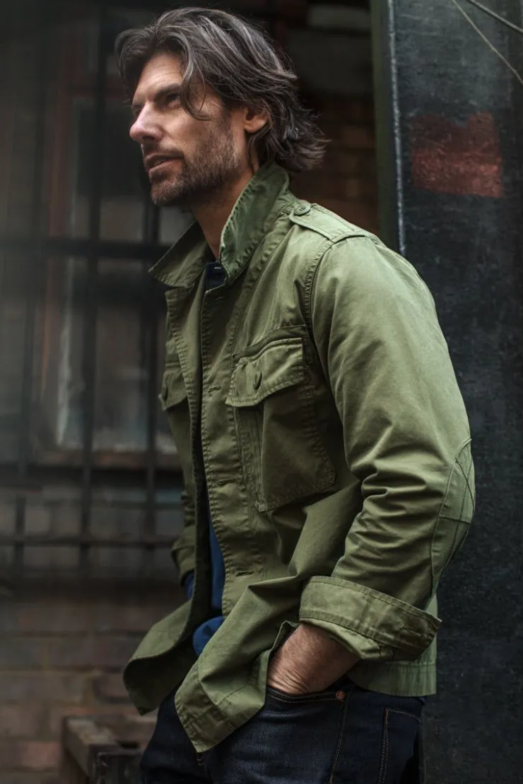 &SONS Flag Overshirt Army Green>Men Jackets & Coats