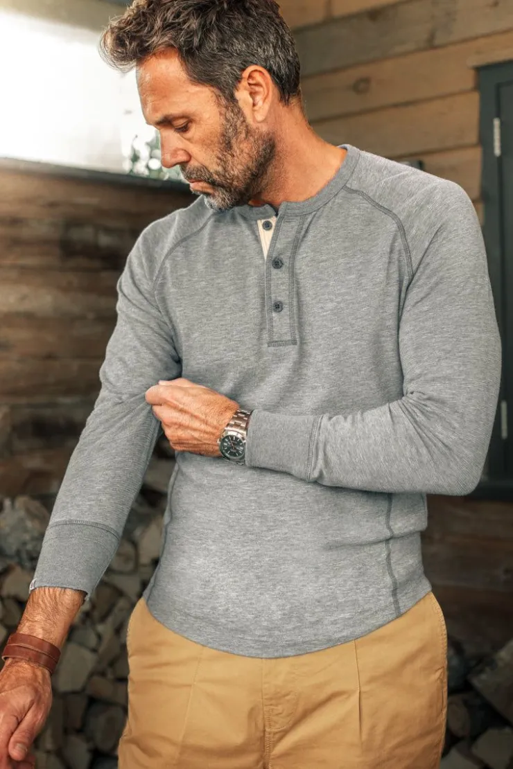 &SONS Flint Henley Grey Marl>Men Tops