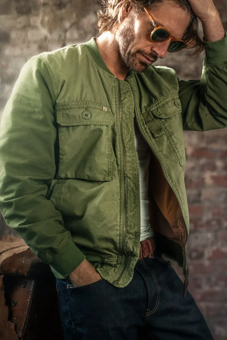 &SONS Harris Bomber Jacket Army Green>Men Jackets & Coats