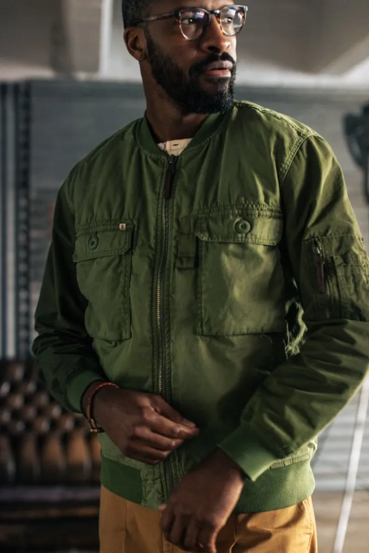 &SONS Harris Bomber Jacket Army Green>Men Jackets & Coats