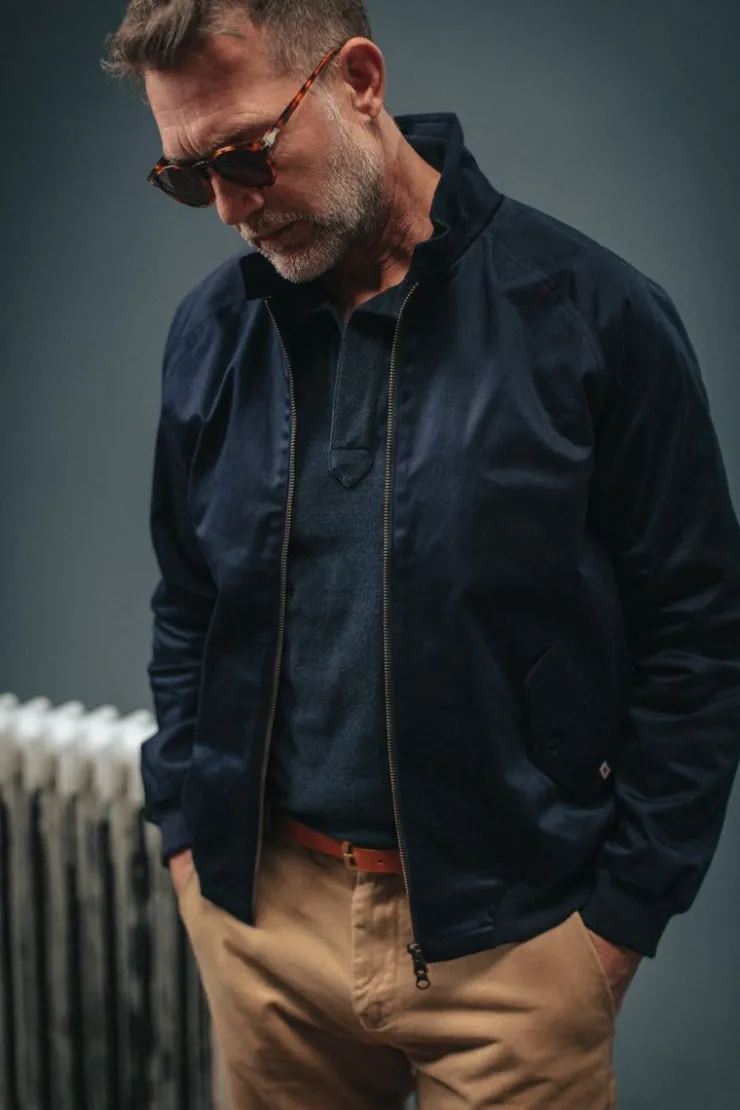 &SONS Rebel Harrington Jacket Navy>Men Jackets & Coats