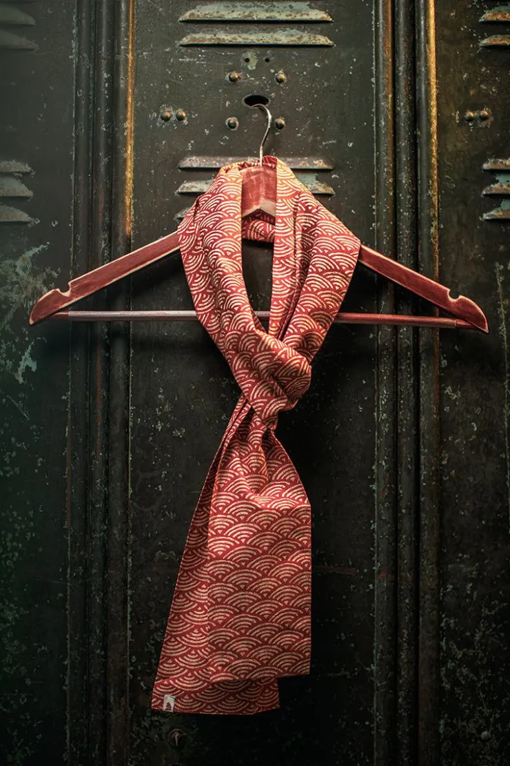 &SONS Red Waves Scarf>Men Scarves