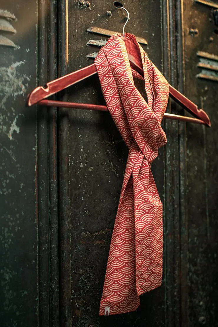 &SONS Red Waves Scarf>Men Scarves