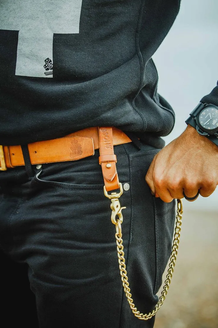 &SONS Tan Leather Belt>Men Leather Goods