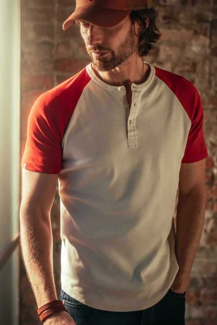 &SONS The Chariot Henley Shirt Raw/Red>Men Tops