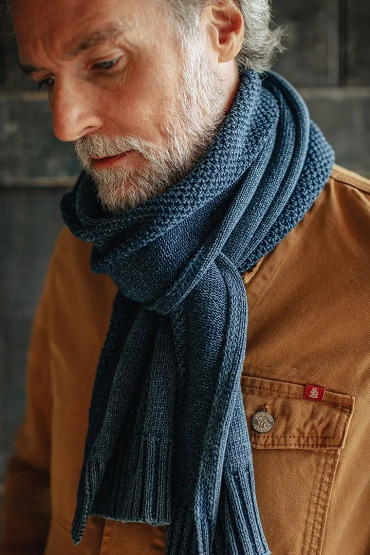 &SONS Vale Scarf Indigo>Men Scarves