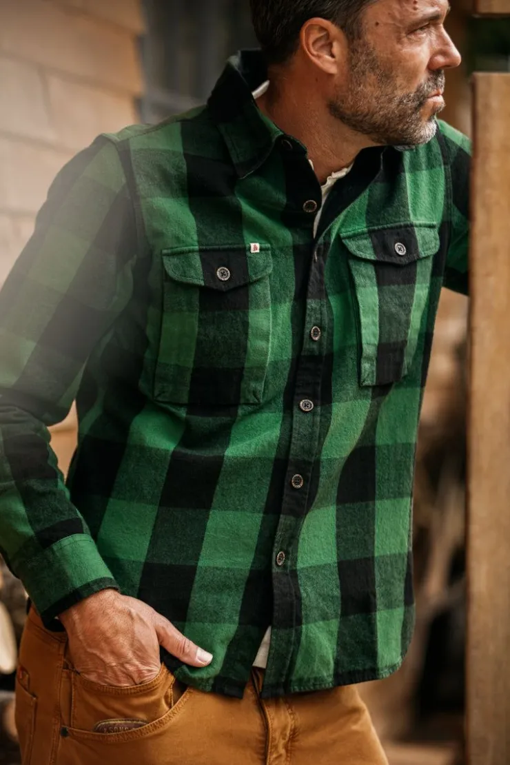 &SONS Yukon Flannel Field Shirt Green>Men Jackets & Coats