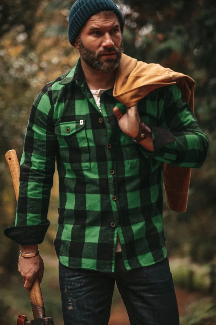 &SONS Yukon Flannel Field Shirt Green>Men Jackets & Coats