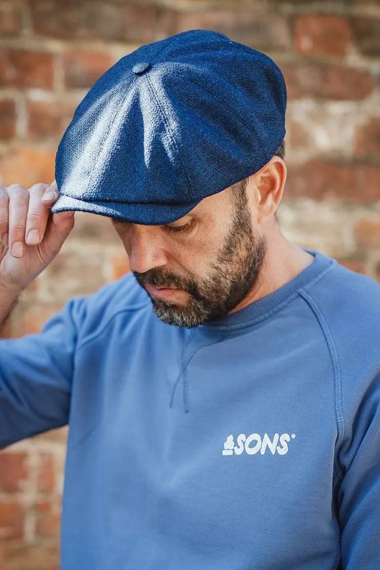 &SONS The London Baker Boy Hat- Blue Indigo>Men Knitwear