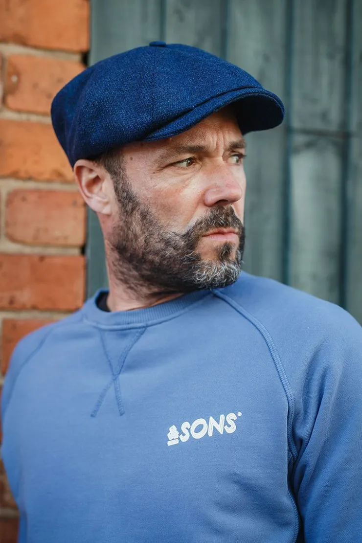 &SONS The London Baker Boy Hat- Blue Indigo>Men Knitwear