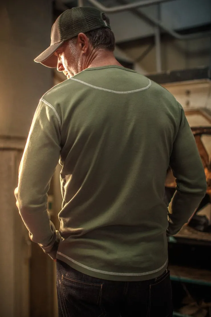 &SONS The New Elder Henley Shirt Army Green>Men Tops