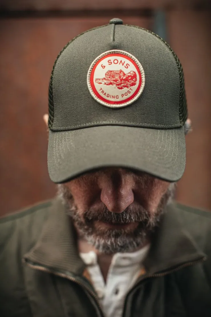 &SONS Trucker Badge Cap Army Green>Men Headwear