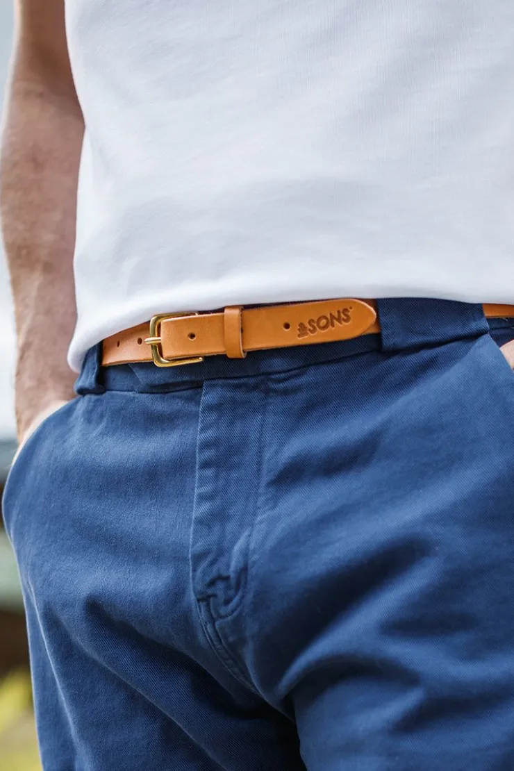 &SONS Virgil Thin Tan Leather Belt>Men Leather Goods